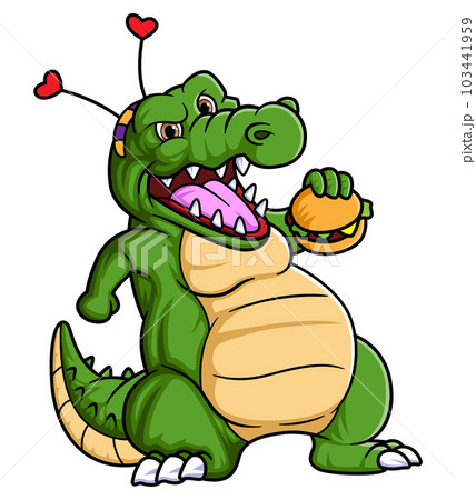 Cute Crocodile Eating Burger Cartoon Vector Cute Crocodile Eating Burger Cartoon Vector 103441959