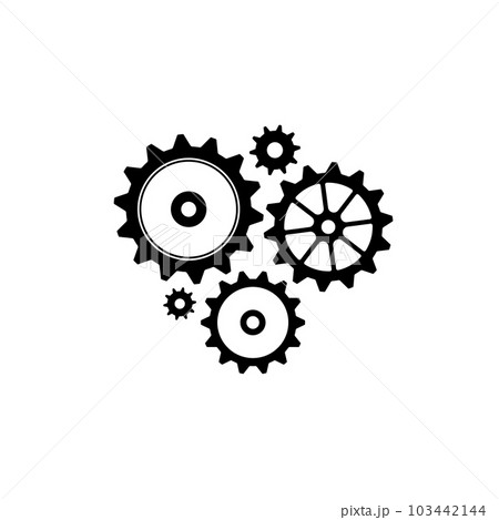 Gears icon flat vector. Gear mechanism illustration. Gearwheel logo. Gears icon flat vector. Gear mechanism illustration. Gearwheel logo. 103442144