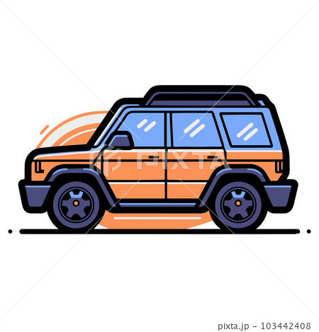 SUV car in flat line art style SUV car in flat line art style 103442408