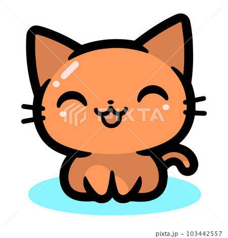 Hand Drawn cute cat in doodle style 103442557