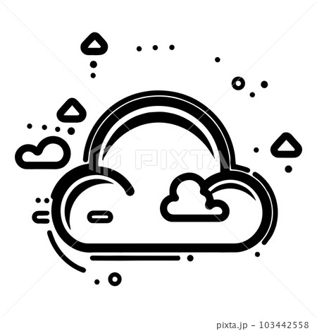 Hand Drawn sun and clouds in doodle style 103442558