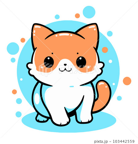Hand Drawn cute cat in doodle style 103442559
