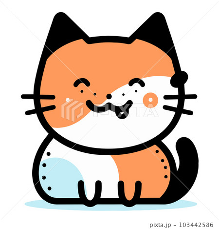 Hand Drawn cute cat in doodle style 103442586