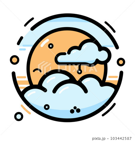 Hand Drawn sun and clouds in doodle style 103442587