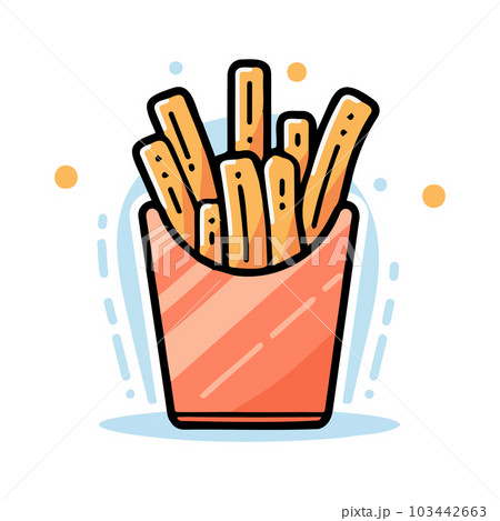 Hand Drawn french fries in doodle style 103442663
