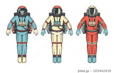 Retro-style Astronaut in a spacesuit with a jetpack Retro-style Astronaut in a spacesuit with a jetpack 103442810
