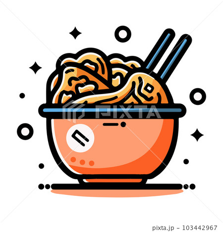 Hand Drawn instant noodles in doodle style 103442967