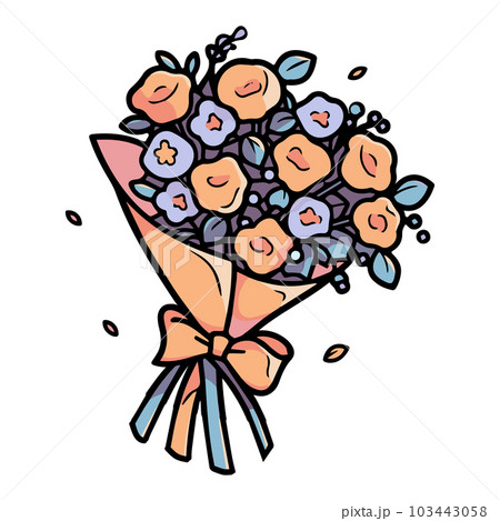 Hand Drawn flower bouquet in doodle style Hand Drawn flower bouquet in doodle style 103443058