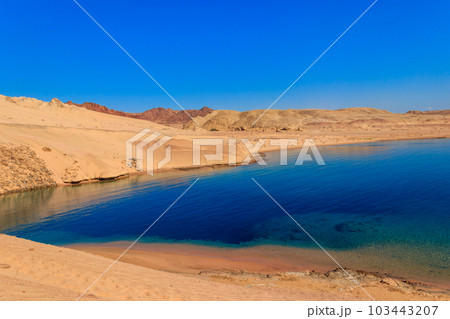 View of Barracuda bay in Ras Mohammed national park, Sinai peninsula in Egypt View of Barracuda bay in Ras Mohammed national park, Sinai peninsula in Egypt 103443207
