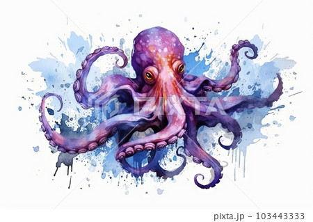 水彩風のタコ：AI作品のイラスト素材 [103443333] - PIXTA