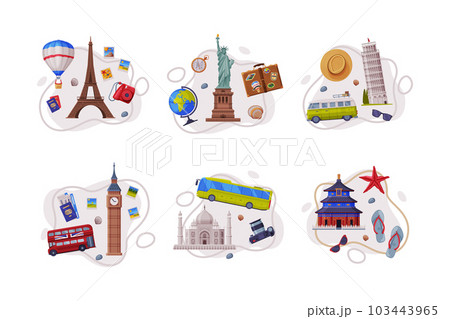 Travel and Tourism with Different City Landmark and Objects Vector Composition Set Travel and Tourism with Different City Landmark and Objects Vector Composition Set 103443965
