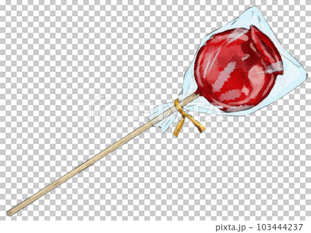 Illustration of an apple candy with an upward bag (watercolor style) Illustration of an apple candy with an upward bag (watercolor style) 103444237