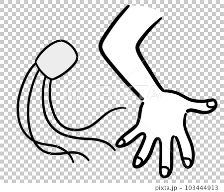 Andon jellyfish attacking people black and white Andon jellyfish attacking people black and white 103444913