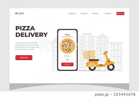 Food online order smartphone. Pizza delivery. Food delivery concept for banner, website design or landing web page. 103445076