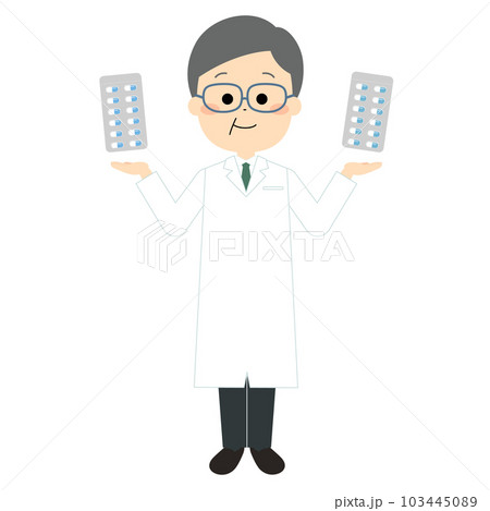 選択肢を示すシニア世代の男性医師 103445089