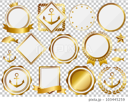 Set of 11 luxury marine style emblems white & gold 103445259