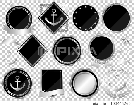 Set of 11 luxury marine style emblems black & silver 103445260