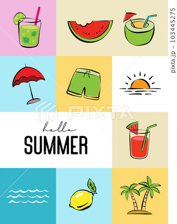 Hello summer with object element decoration background. 103445275