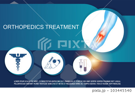 Technology for treatment of wrist elbow and arm joint bone injury. Abstract traumatology and orthopedics. Medical science in the hospital for body joints. 103445540