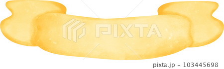 Cute yellow banner watercolor ribbon paintingのイラスト素材 [103445698] - PIXTA
