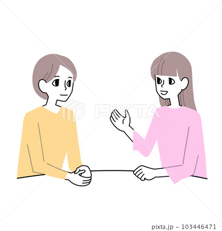 テーブルで話す女性達 103446471