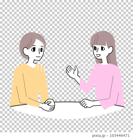 テーブルで話す女性達 103446471