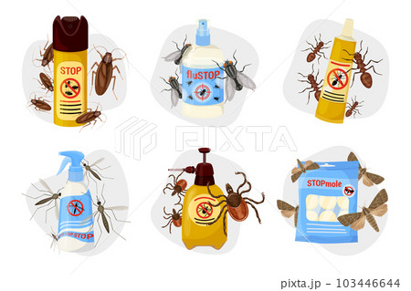 Harmful Insects Cartoon Composition Set 103446644