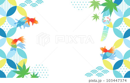 和柄と金魚の爽やかなカラーのベクターイラスト背景 和柄と金魚の爽やかなカラーのベクターイラスト背景 103447374