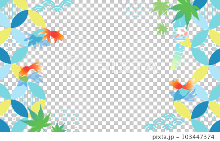 和柄と金魚の爽やかなカラーのベクターイラスト背景 和柄と金魚の爽やかなカラーのベクターイラスト背景 103447374