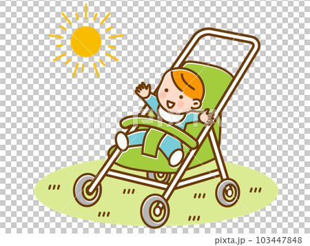 Sunbathing in a stroller Laughing baby Sunbathing in a stroller Laughing baby 103447848