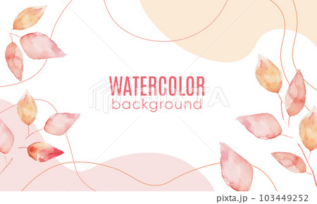 Abstract pink background with watercolor leaves. 103449252