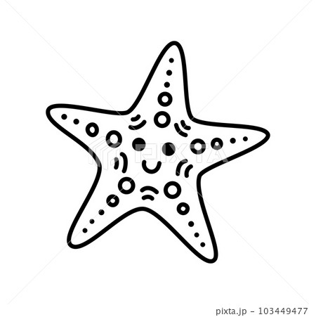 STARFISH DOODLE. Vector sea star. Line Drawing Vector Illustration STARFISH DOODLE. Vector sea star. Line Drawing Vector Illustration 103449477