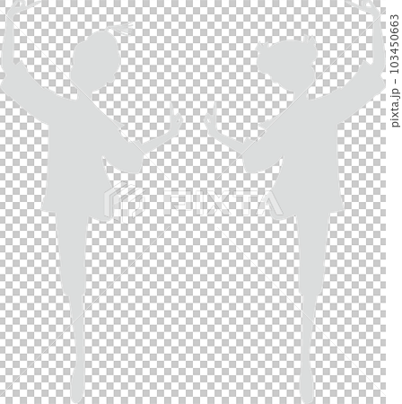 兩名芭蕾舞演員跳胡桃夾子中國舞的淺灰色剪影 兩名芭蕾舞演員跳胡桃夾子中國舞的淺灰色剪影 103450663