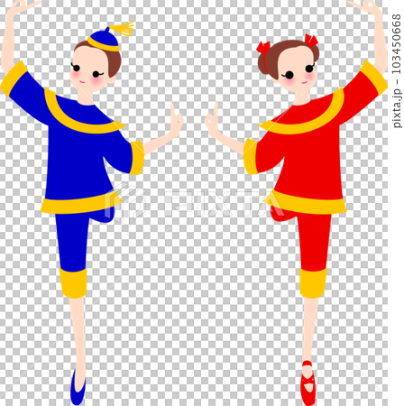 兩位芭蕾舞演員跳胡桃夾子的中國舞 103450668