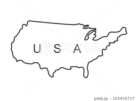 USA map in a stroke. Outline of the USA in black on a white background. USA vector map 103450717