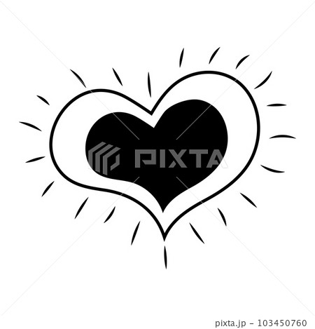 Black doodle heart. Scribble love sign icon....のイラスト素材 [103450760] - PIXTA