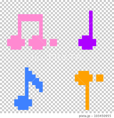音符四種顏色的像素插圖 103450955