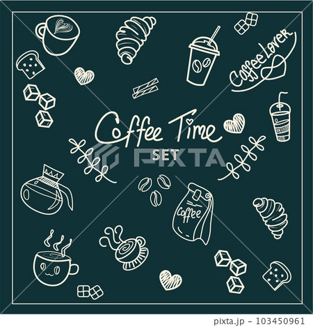 vector coffee time  hand-drawing doodle coffee and food set. 103450961