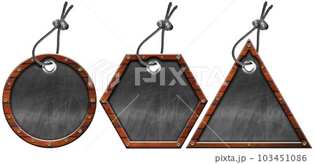 Wooden Frame Labels with Blank Blackboard Isolated on White Background Wooden Frame Labels with Blank Blackboard Isolated on White Background 103451086