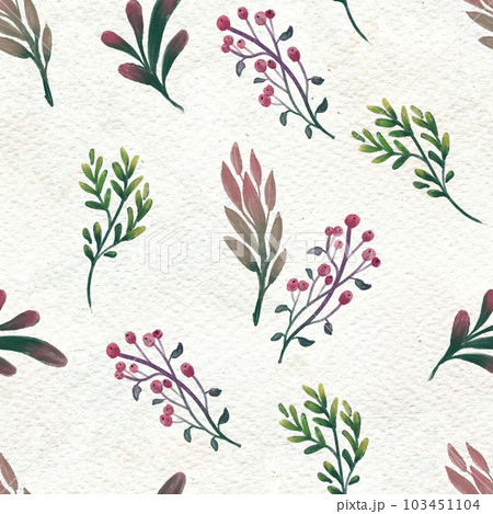 Seamless abstract floral pattern. Flowers texture on watercolor paper background 103451104