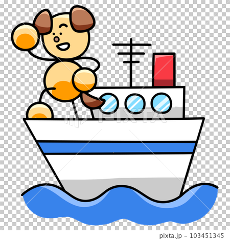 狗在船上的插圖 狗在船上的插圖 103451345