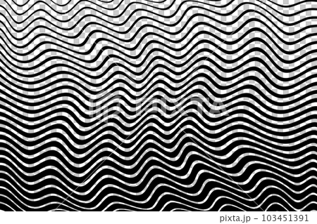 Wavy Lines Pattern with 3D Illusion and Twisting Motion Effect. Abstract Black and White Texture. Vector Art. Wavy Lines Pattern with 3D Illusion and Twisting Motion Effect. Abstract Black and White Texture. Vector Art. 103451391