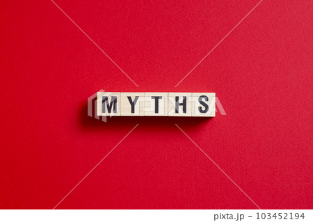 Myths - word concept on cubes, text, letters 103452194