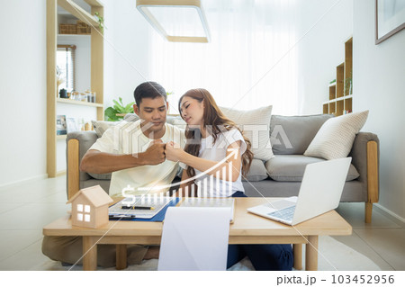 Asian couple with finance concept. Asian couple with finance concept. 103452956