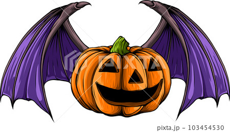 vector illustration of Pumpkin head with Bat wing. 103454530