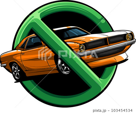 vector illustration of muscle car prohibition on white background vector illustration of muscle car prohibition on white background 103454534