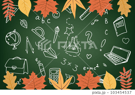 Background of school icons in doodle style. School education. Back to school doodle drawing. Background of school icons in doodle style. School education. Back to school doodle drawing. 103454537