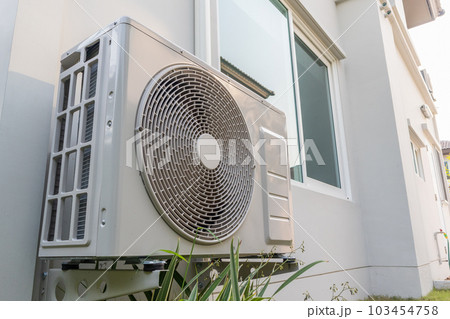 Air condition outdoor unit compressor install outside the house Air condition outdoor unit compressor install outside the house 103454758