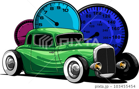 vector illustration of american hot rod car 103455454