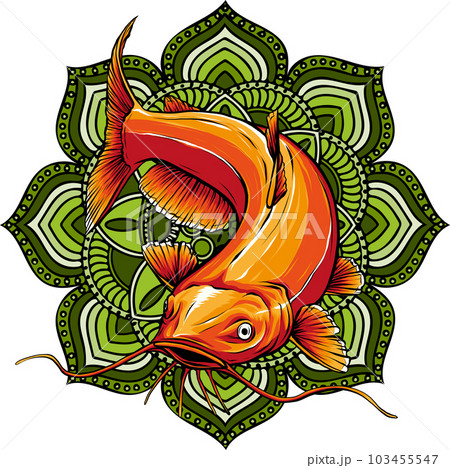 vector illustration of catfish with mandala ornaments vector illustration of catfish with mandala ornaments 103455547